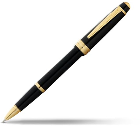 Cross Bailey Light Rollerball (Strichstärke F, Schreibfarbe: schwarz, inkl. Geschenkverpackung) Schwarz-Lack mit goldfarbenen Beschlägen
