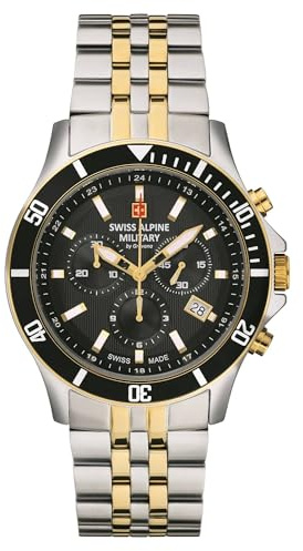 Swiss Alpine Military Herren Uhr Chronograph Analog Quarz 7022.9 Edelstahl