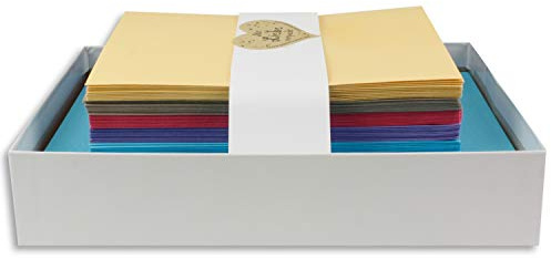25x Farbige Karten blanko mit passendem Umschlag und Einlegeblätter in Weiß in DIN A6/ DIN C6 - Die Neuen ideal für Einladungen und Geschenke