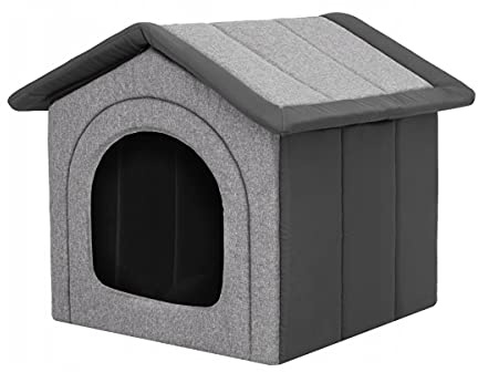 millybo Hundehöhle Hundebett Hundehaus Hundehütte S-XXXL Ökoleinen/Oxford (R6 (76 x 72 cm), Graphit)
