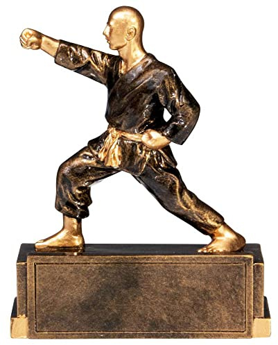 Kampfsport Pokal 12 cm - Karate Judo Jiu-Jitsu Taekwondo Trophäe - Gold | Resinfigur für Kämpfer mit individueller Gravur, personalisierbare Auszeichnung für Siegerehrungen in Gold und Bronze