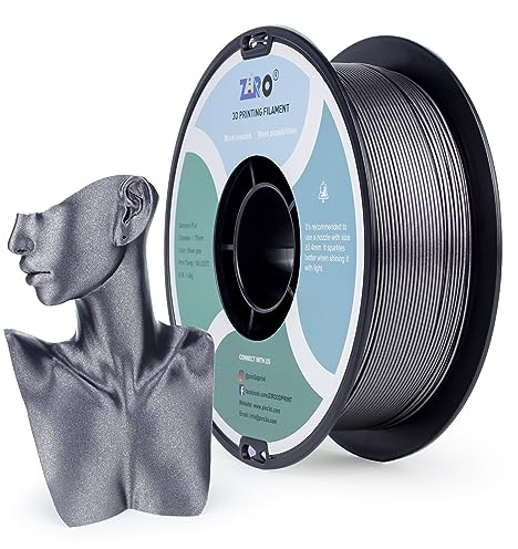 ZIRO Glitter PLA Filament 1.75mm, 3D Drucker Filament PLA 1.75mm Diamond Series 1kg/2.2lbs, Kompatibel mit FDM 3D Druckern, Diamant-Silbergrau