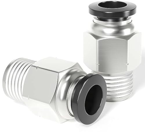 TAILONZ PNEUMATIC Kupfer Außengewinde, gerade, 12 mm AD x 1/8 BSP Steckverschraubungen PC12-01 (Packung mit 10 Stück) | Messingkonstruktion, Push-to-Connect-Design, auslaufsichere Dichtung, korrosionsbeständig, für Luft- und Flüssigkeitssysteme.