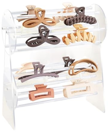 Loufy 1 x Haarklammer-Organizer, transparent, 360 Grad drehbar, Klauen-Clip-Halter und Aufbewahrung