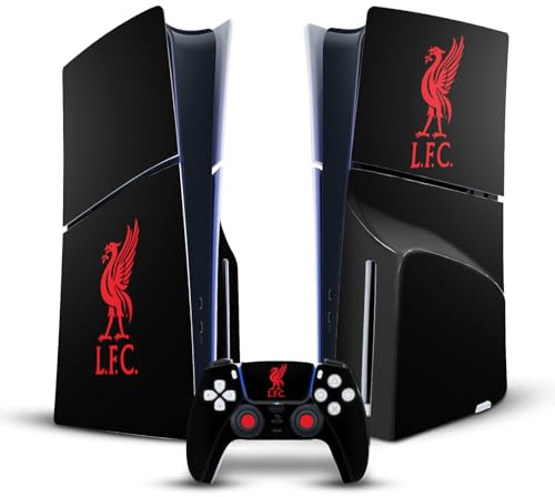 Head Case Designs Offizielle Liverpool Football Club Liver Bird Rot Auf Schwarz Kunst Vinyl Haut Gaming Aufkleber kompatibel mit Sony PlayStation 5 PS5 Slim Disc Edition Console & DualSense Controller