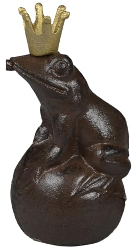 Gargouille en fonte - Roi grenouille - Figurine décorative de jardin marron pour pompe de bassin et fontaine - Décoration de jardin durable et résistante aux intempéries en fonte robuste pour