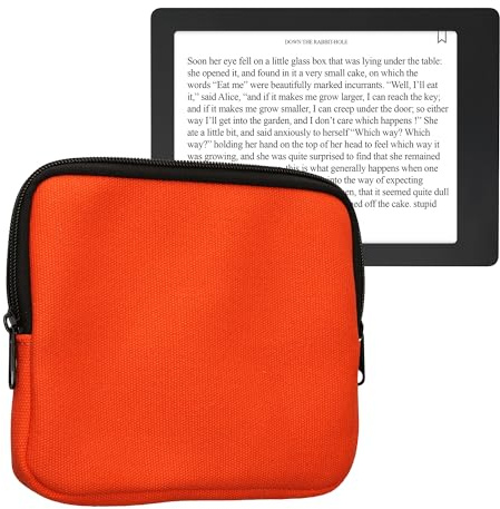 kwmobile Canvas skyddande fodral kompatibelt med 6,8-7 tum eReader fodral – kanvasskydd för e-läsare med dragkedja – orange