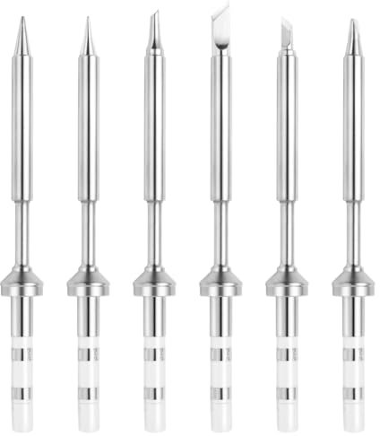 Aiciyimo 6Pcs for Pinecil TS100 Soldering Iron Tips Replacement,Mini Portable Micro-Solder Pen Stations Soldering Accessories