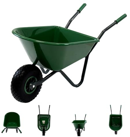 TRUTZHOLM Kinderschubkarre Uni 3,6 kg 40 kg Traglast Stahl Kunststoff grün Vollgummirad Schiebkarre Gartenkarre (Uni I grün)