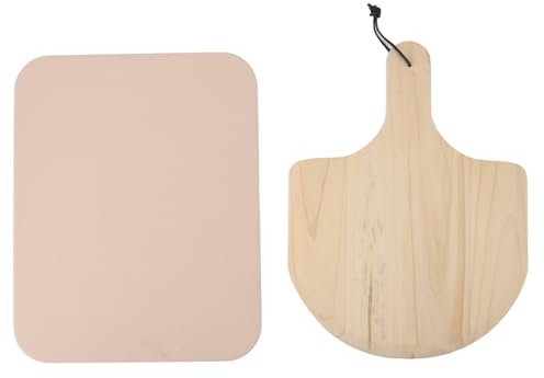 2 PCS Pizza Stone, Large Pizza Peel Paddle for Oven Baking Large BBQ Grilling Cordierite Uniform Heat Transfer for Cooking (A)