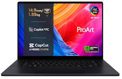 ASUS ProArt P16 OLED H7606WM-SC056W - Ordenador Portátil 16 WQUXGA (AMD Ryzen AI 9 HX 370, 32GB RAM, 1TB SSD, NVIDIA RTX 5060 8GB, Windows 11 Home) Negro Nano - Teclado QWERTY español