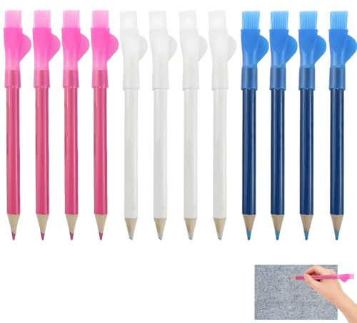 iuiiaii 12 PCS Tailors Chalk Pencils Set, Sewing Accessories Fabric Chalks for Sewings, Sewing Chalk for Marking Fabric Suitable for Clothing Modification DIY Handicrafts Embroidery Decoration