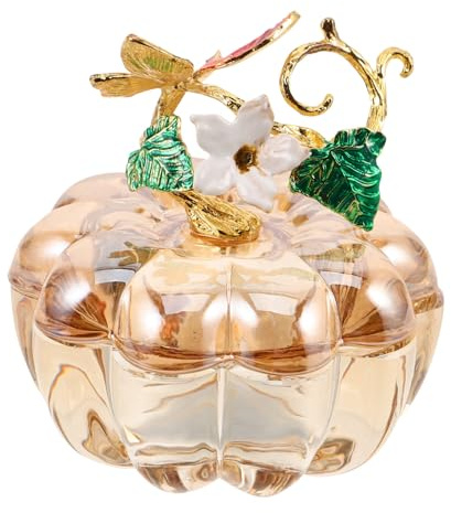 WEKADRIN Caja de Calabaza de Cristal con Tapa Frasco Boticario para y Joyas Recipiente Decorativo Versátil para Almacenamiento Cocina y Hogar Diseño Elegante Color Champán