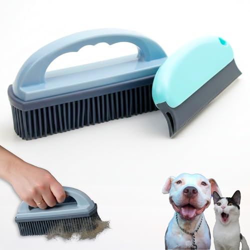 Brosse anti-poils d'animaux domestiques pour chiens et chats, vêtements et tissus d'ameublement, kit 2 en 1 grand et compact, anti-peluches en caoutchouc lavable sans pièces de rechange, canapé