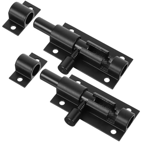 Healeved Lot de 2 Loquets Coulissants en Métal Noir 63 CM Verrous de Sécurité pour Portes Intérieures et Portails Quincaillerie Robuste Anti-Effraction Usage Intérieur et Extérieur