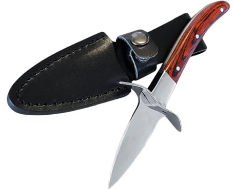 Cabilock Couteau Ouvre-huîtres Professionnel en Acier Inoxydable avec Manche en Bois Coloré, Outil de Coupe Épais Antidérapant pour Fruits de Mer, Accessoire Cuisine Indispensable
