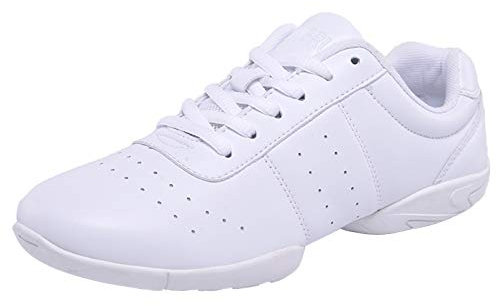 DADAWEN Damen Cheer Schuhe Mädchen Sneaker Outdoor Fitness Gymnastik Training Jazz Yoga Tanzschuhe, Weiß, 32 EU