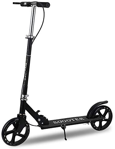 Trottinette pliable Dual Brake pour adultes, garçons et filles, avec grandes roues, mécanisme d'ouverture en 1 kick, plateau en caoutchouc antidérapant, 4 hauteurs réglables