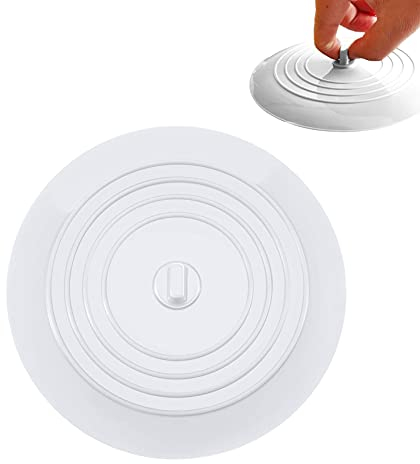 JeoPoom Tappi di Scarico 15cm, Tappo Universale in Silicone per Vasca per cucine Bagno Lavanderia Doccia, Accessori per Lavelli(Bianca)