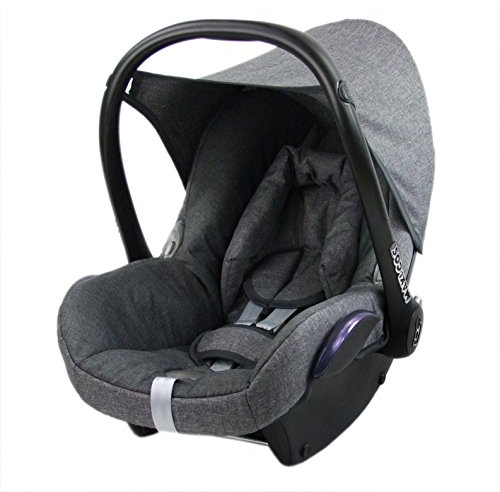 BAMBINIWELT Bezug Ersatzbezug kompatibel mit Maxi-Cosi CabrioFix für Babyschale 6-tlg Komplett-Set (meliert grau-dunkelgrau)