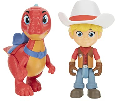 Giochi Preziosi, Dino Ranch Jon & Blitz Paar Figuren, Figur ca. 7,5 cm hoch und Dinosaurier ca. 9 cm hoch, wie im Cartoon, für Kinder ab 3 Jahren, DNA00100, Mehrfarbig