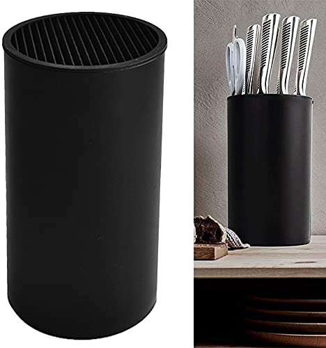 Universal Knife Holder, Round Knife Block Without Knives,Knife Block Storage Holder for Protecingt Blade Space Saver(Black)