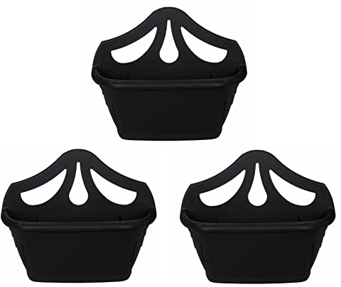 Fence Wall Planter Plant Flower Basket Pot Container Venetian Garden Box Plastic UK (Wall Planter 31 cm Black, 3)