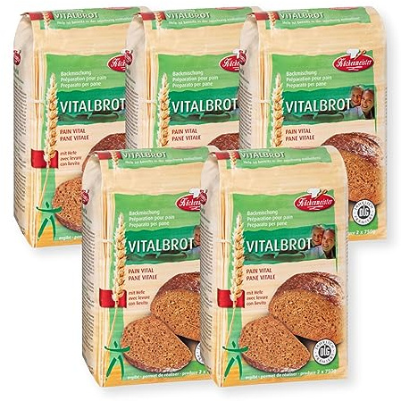BIELMEIER KÜCHENMEISTER Brotbackmischung Vital-Brot 5 x 1000 g I Brotbackmischungen für Brotbackautomat & Ofen I Brot mit Backmischung einfach gemacht