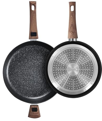 Durandal Pfanne Légende - 2er Set - Bratpfanne mit Abnehmbarem Griff - Servierpfanne antihaftbeschichtet - Aluminiumpfannen - Induktionspfanne (28 + 32 cm)