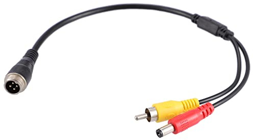 X AUTOHAUX 1pcs 36.5cm Voiture Caméra Adaptateur M12 4 Broches Mâle à RCA AV DC Male