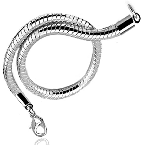 Snake Bracciale in acciaio da uomo e donna lungo 18 19 20 cm x 3 mm Braccialetto catena tonda in acciaio inossidabile argento maglia serpente anallergico
