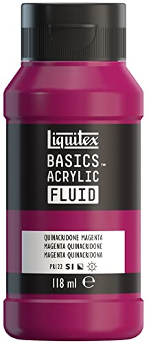Liquitex Basics Fluid - Pintura acrílica de consistencia fluida, secado rápido, resistente a la luz, impermeable, acabado satinado permanente, bote 118 ml, magenta quinacridona