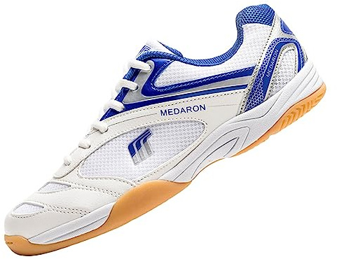 JiuQing Scarpe da Ping Pong da Donna per Uomo Indoor Antiscivolo Traspiranti per L'allenamento di Pickleball da Tennis,Blu,45 EU