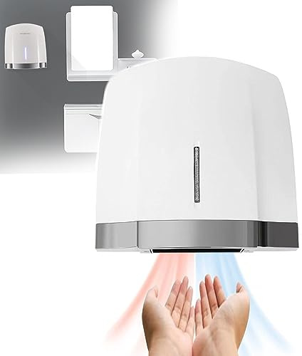 Hoiaost 宏魔 Asciugamani per WC Commerciale, Asciugamani Elettrico Automatico, Doppio Controllo Caldo + Montaggio A Parete, per Casa/Shopping/Bagno, Bianco