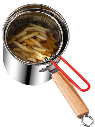 Freidora de 3 litros de acero inoxidable con tapa y escurridor de aceite, freidoras para cocinar