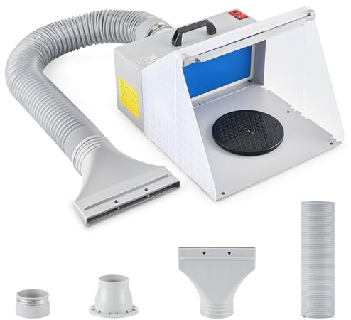 CO-Z Airbrush Kabine Absauganlage 2m³/min Klappbare Lackierkabine mit LED-Beleuchtung 19cm Drehteller Airbrush Spritzkabine 1,7m Entlüftungsschlauch für Malerei Modellbau Lackierarbeiten Handwerk DIY