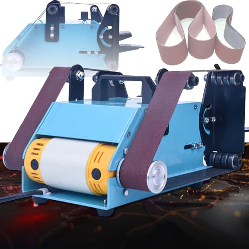 TAHALI Smerigliatrice Automatica a Nastro da 950 W, lucidatrice per levigatrice elettrica, smerigliatrice a Nastro da banco a Doppia estremità, Angolo di macinazione