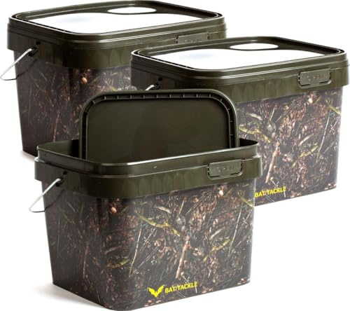 X2 Bat Tackle Secchio per camoflage - confezione da 3-10 l - mimetica - secchio per mangiatoio - secchio per esche