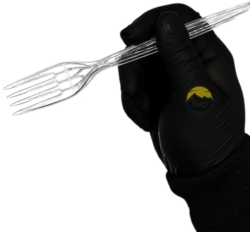 KURTT - Wiederverwendbare Gabeln - Spülmaschinenfest - verstellbar - 300 Stück - Gabeln transparent 19 cm - Besteck - Robust und wiederverwendbar - BPA frei - Transparent - Gabeln - Plastikgabeln