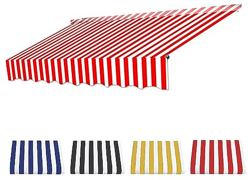 CYXOZ Ersatz Für Einziehbare Klemmmarkise, Sonnenschutzdach Für Einziehbare Markisen,Langlebiger Markisenstoff, Wasserdichter Mehrzweck-Markisenschutz, Markisen Ersatzteile-Red+White||2.5m
