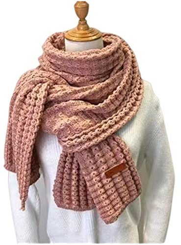 TQVLNMCR Schal Damen Langer Strickschal Superweicher Strickschal Grobstrick Winterschal Winter Strickschal Unifarben(PINK)
