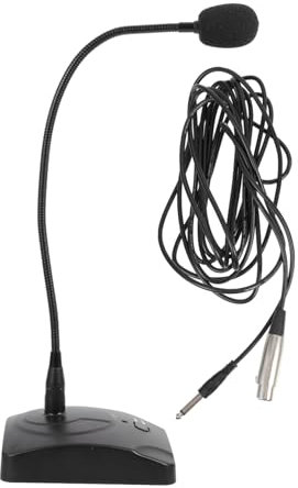 OFFSCH Microphone à Condensateur Filaire à Col De Cygne pour Bureau Et Conférence avec Base Antidérapante Micro De Table Haute Sensibilité pour Pc