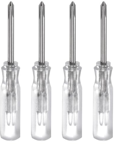 QUARKZMAN 4 Stück PH0 Mini Kreuzschraubendreher Set Kleine Schraubenzieher Set 2mm Magnetisch Kreuzkopf 45mm Länge Feinmechaniker Schraubendreher Set für Reparatur Werkzeug Set, Klar