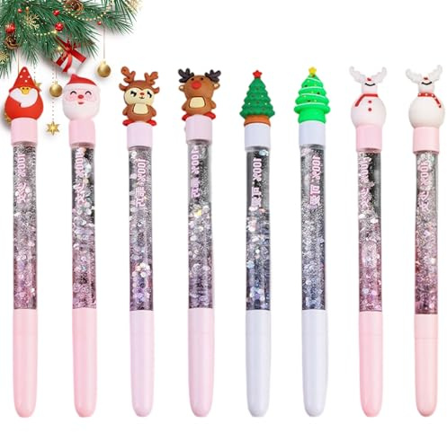 PASLFC Weihnachtskugelschreiber Set, Weihnachtliche Stifte 8 stück, Weihnachts Gelschreiber, Stifte Weihnachten Edition, Weihnachten Kugelschreiber für Party Geschenke Bag Fillers