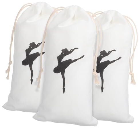 BESPORTBLE 3 Stück-Pack Ballettschuhtaschen aus Baumwolle mit Kordelzug Leichte Waschbare Tanzschuhbeutel für Mädchen Tragbarer Schuhaufbewahrungsbeutel für Ballettspitzenschuhe