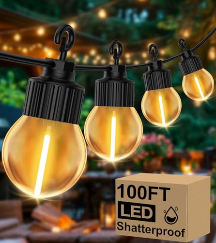 ULIGHTOWN Festoon Lights Outdoor, 30M/100FT Connectable Outdoor String Lights with Shatterproof G40 Bulbs&Timer, IP44 Waterproof Garden Lights Mains Powered for Outside Patio Gazebo