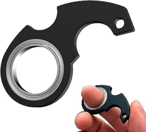 Schwarzer Schlüsselanhänger, Spinner, Fidget Ring, Spielzeug, Schlüsselanhänger, Spinner, Fidget-Ring, Metall, Fidget-Ring, Spielzeug für Männer und Frauen