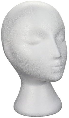 Tête de mannequin en mousse, support de perruque – Tête en polystyrène pour perruques, chapeaux, lunettes, pratique du maquillage, support de perruque en polystyrène pour salon, maison, voyage, blanc