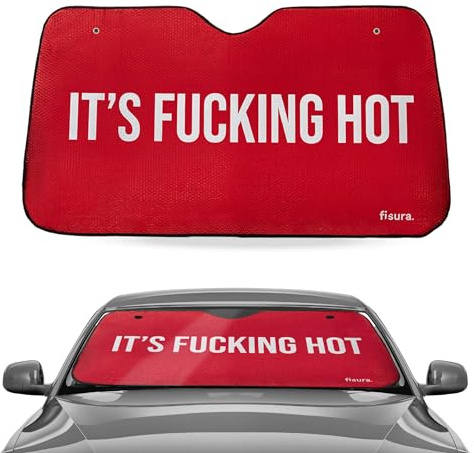 Fisura – Parasol Coche Delantero “F*cking Hot”. Parasol Coche Original Rojo. Protector Solar para Parabrisas Delantero. Cortina Reflectante para vehículo. 130 x 70 cm.