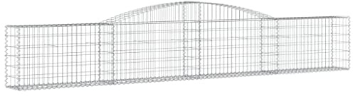 Panier de Gabion, Panier à Pierre Gabion Mur de Soutènement Clôture de Jardin arqué 400x30x60/80 cm Fer galvanisé